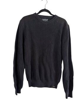 Vintage y2K Nautica Jeans Co. Mens Black Ribbed Cotton Sweater XL